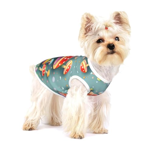 Niedliche farbige Pilze, klein, dehnbar, weich, cool, ärmellos, gestreift, atmungsaktiv, Kleidung für Welpen, Kätzchen, Katzen, Größe S Niedliche farbige Pilze, klein, dehnbar, weich, cool, ärmellos, gestreift, atmungsaktiv, Kleidung für Welpen, Kätzchen, Katzen, Größe S von WXZYFP