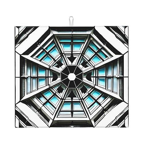 Octagon Building Küchenarbeitsplatte saugfähige Matte, einseitig bedruckt, 100 % Polyester mit einem Seil zum Aufhängen Octagon Building Küchenarbeitsplatte saugfähige Matte, einseitig bedruckt, 100 % Polyester mit einem Seil zum Aufhängen von WXZYFP