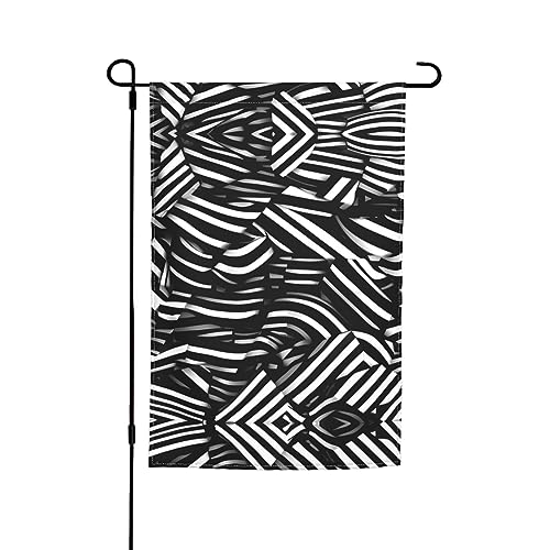 Schwarze und weiße Linien, Gartendekoration, Flagge, 30,5 x 45,7 cm, 100 % Polyesterfaser, dicker Stoff, universell für alle Jahreszeiten Schwarze und weiße Linien, Gartendekoration, Flagge, 30,5 x 45,7 cm, 100 % Polyesterfaser, dicker Stoff, universell für alle Jahreszeiten von WXZYFP
