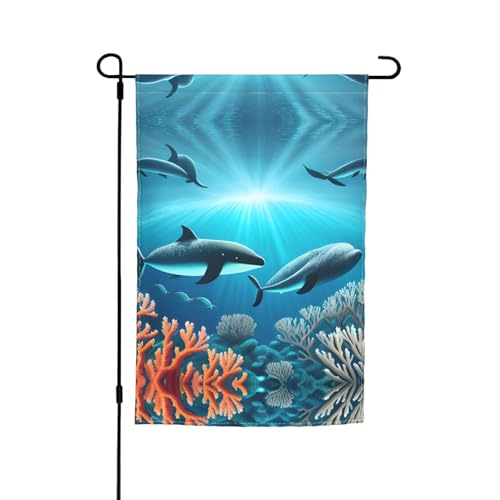 Wale unter dem Meer, Gartendekoration, Flagge, 30,5 x 45,7 cm, 100 % Polyesterfaser, dicker Stoff, universell für alle Jahreszeiten Wale unter dem Meer, Gartendekoration, Flagge, 30,5 x 45,7 cm, 100 % Polyesterfaser, dicker Stoff, universell für alle Jahreszeiten von WXZYFP