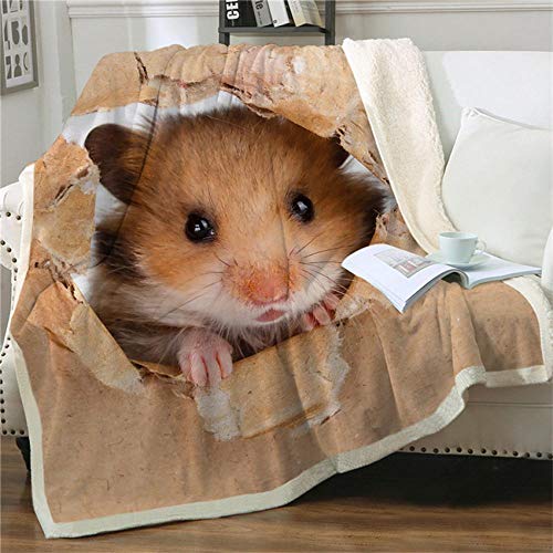 Sherpa Decke Khaki 150 x 200 cm Tierischer Hamster,Hochwertige Wohndecken Kuscheldecken,Zweiseitige Kuscheldecke Superweich Flauschig Dick Warm Fleecedecke für Bett und Sofa,Fürsorgliche Geschenk von WXhGY