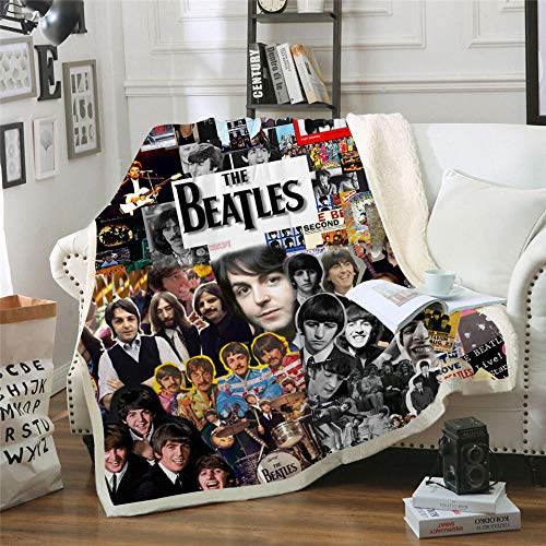 WXhGY Sherpa Flanell Decke Grau 150 x 200 cm Die Beatles Hochwertige Wohndecken,Doppelseitige extra Dicke Warm Super Flausch Fleecedecke als Sofadecke und Haustier Decke,Verbessert den Schlaf von WXhGY