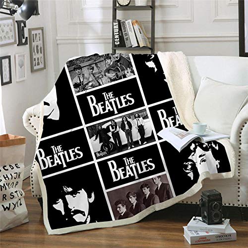 WXhGY Sherpa Flanell Decke Schwarz 150 x 200 cm Die Beatles Hochwertige Wohndecken,Doppelseitige extra Dicke Warm Super Flausch Fleecedecke als Sofadecke und Haustier Decke,Verbessert den Schlaf von WXhGY