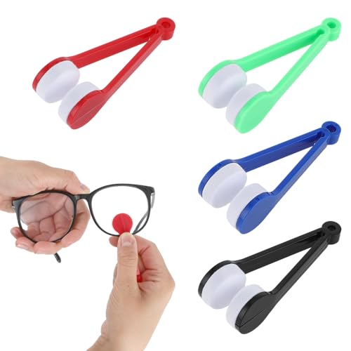 4 Stück Brillenreiniger Bürsten Mini Sonnenbrillen Brillen Mikrofaser Brillenreiniger Bürsten Brillenreiniger Werkzeug (4 Farben: Schwarz Blau Grün Rot) von WY LIGHTING LEVEL