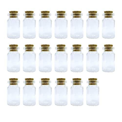 WYAN 20Pcs 7ML kleine Glasflasche,Mini Glasflaschen mit Korken,Luftdichte Flaschen mit Korken,Als Gastgeschenk Hochzeitsdeko Gewürzgläser von WYAN