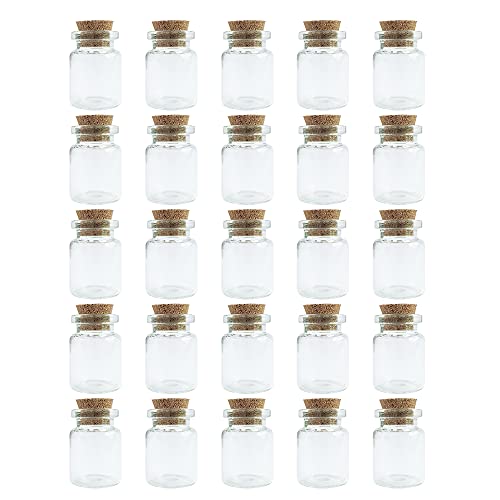 WYAN 25Pcs 4ML kleine Glasflasche,Mini Glasflaschen mit Korken,Luftdichte Flaschen mit Korken,Als Gastgeschenk Hochzeitsdeko Gewürzgläser von WYAN