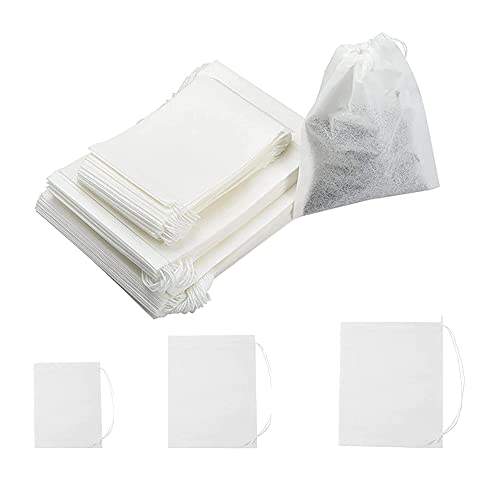 WYAN 300 Stück Tee Filterbeutel,Teefilterbeutel Einweg,Teefilter Papier mit Kordelzug,Teebeutel Leeres,für Tee Obsttee Teeblumen(5 * 7cm,6 * 8cm,8 * 10cm) von WYAN