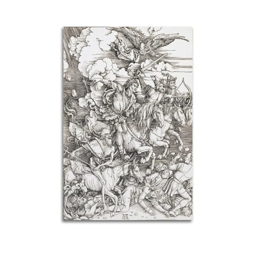Albrecht Dürer Kunstwerk (Vier Reiter der Apokalypse, 1498), dekoratives Poster, Wandkunst, Gemälde, Leinwand, Wohnzimmerdrucke, Schlafzimmer, Dekoration, Kunstwerke, 60 x 90 cm von WYATAO