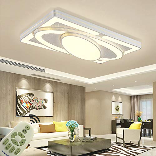 BRIFO 78W LED Deckenleuchte Dimmbar, Modern Lampe Design, Deckenlampe für Flur,Wohnzimmer, Küche,Büro, Energie Sparen Licht, Dimmbar (3000-6500K) Mit Fernbedienung (Weiß, 78W) von WYBAN