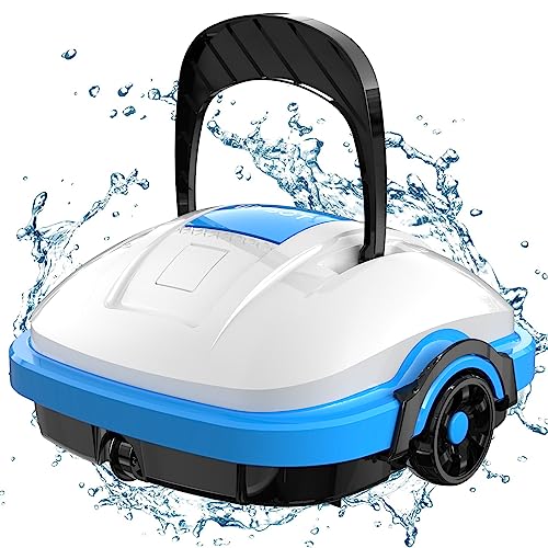 Poolroboter Akku Ohne Kabel Poolsauger Roboter mit Automatisches Parken, Poolroboter Akku Robotersauger für Flachem Boden Aufstellpools bis 50 m² Saugroboter, Dual-Antriebsmotoren Und Doppelfiltration von WYBOT