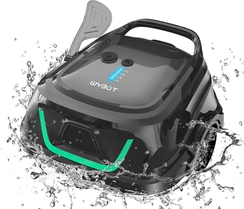 WYBOT A1 Poolroboter Akku mit Dual-Filtersystem - 120 Min Ultra-Leise Reinigung für 100㎡ Pools | Energiesparsystem & Kabelloser Poolsauger Akku,Mattes Schwarz Grün von WYBOT