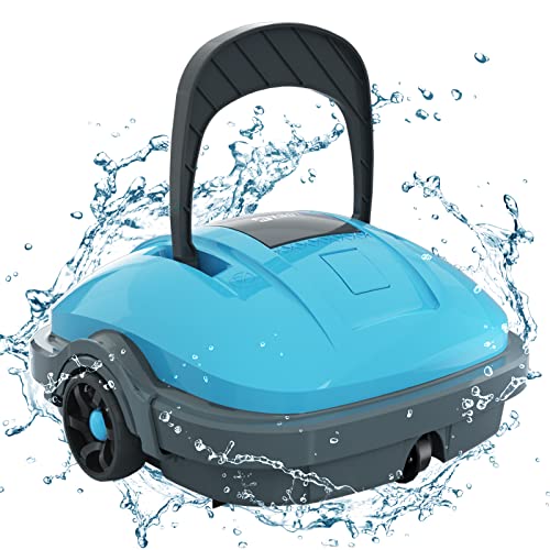 WYBOT Poolroboter, Poolsauger Akku mit Dual-Motor, Selbstparken, Starke Saugkraft, Automatische Poolreiniger für Aufstell-/Einbauschwimmbecken bis 50m² Blau von WYBOT