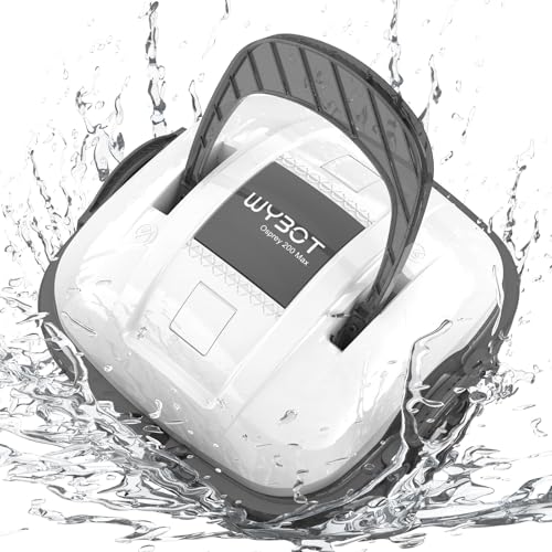 WYBOT Poolroboter Akku Kabellos Poolsauger Roboter, Poolroboter Akku Robotersauger 100 Mins Automatisches Parken mit Dual-Antriebsmotoren für Flachem Boden Aufstellpools bis 80 m² Weiß von WYBOT