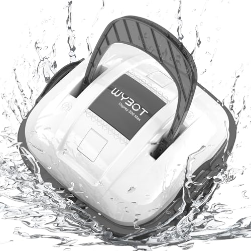 WYBOT Poolroboter Akku Kabellos Poolsauger Roboter, Poolroboter Akku Robotersauger 100 Mins Automatisches Parken mit Dual-Antriebsmotoren für Flachem Boden Aufstellpools bis 80 m² Weiß von WYBOT