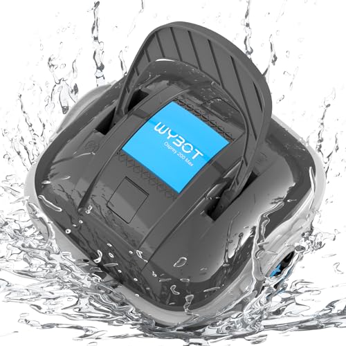 WYBOT Poolroboter Akku für 100 Mins Betriebsdauer, Poolsauger Elektrisch Auto-Parken, Starke Saugkraft, Zwei Wasserzuläufe, Automatischer Poolreiniger für Pool bis 80m² von WYBOT