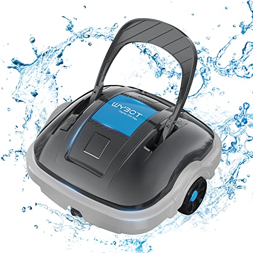 WYBOT Poolroboter Akku für 100 Minuten Betriebsdauer, Auto-Parken, Starke Saugkraft, Vollautomatisch Poolsauger für Aufstell-/Einbauschwimmbecken bis 80m² Pools (Hellgrau) von WYBOT