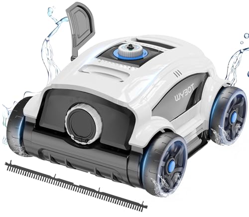 WYBOT WY1103 Poolroboter, Poolsauger Kabellos mit Akku, 120 Min. Laufzeit, für Aufstellpools bis 120 m², Doppelmotoren, Große Bürste&Saugöffnungen, Verstellbare Düse(Weißschwarz A) von WYBOT