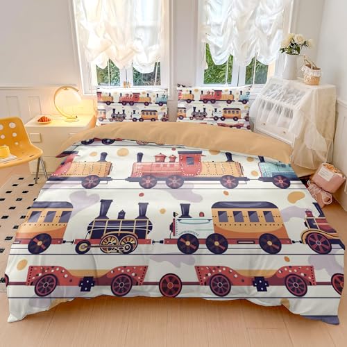 Retro Cartoon Adventures Anime Print Bettbezug – Kinderbettwäsche für nostalgische Cartoon-Liebhaber (Stil 3, Sing 135 x 200 cm + 50 x 75 cm) von WYCRTD
