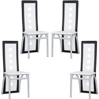 Wyctin - Esszimmerstühle 4 Stk. Küchenstühle, Esszimmerstuhl Wartestuhl Besucherstuhl Kunstleder (Weiß-schwarz) von WYCTIN