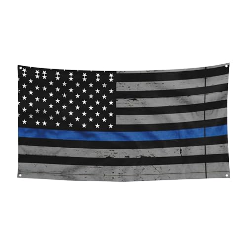 Amerikanische dünne blaue Linienflagge, Druck, 1 Stück, Banner für Halloween, Innen- und Außenbereich, hängende Dekoration, UV-beständig, mit Metalllöchern von WYCZHY