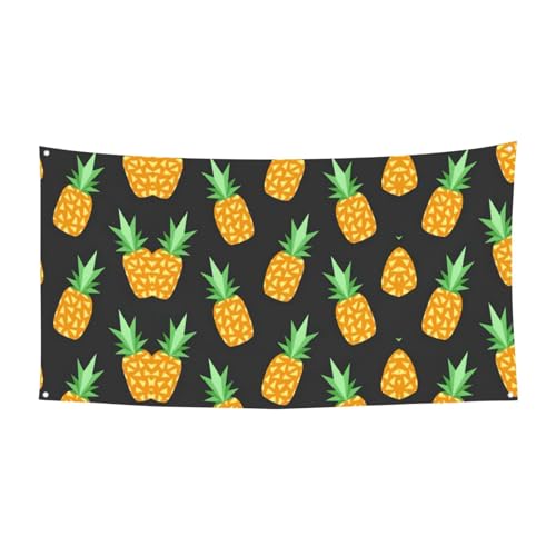 Ananas-Druck, 1 Packung Banner für Halloween, Innen- und Außenbereich, hängende Dekoration, UV-beständig, mit Metalllöchern von WYCZHY
