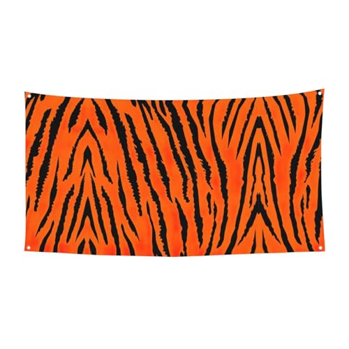 Banner mit orangefarbenem Tiger-Leoparden-Druck, 1 Stück, für Halloween, Innen- und Außenbereich, hängende Dekoration, UV-beständig, mit Metalllöchern von WYCZHY