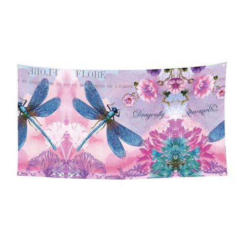 Banner mit rosa Blumen und Libellen, 1 Stück, für Halloween, Innen- und Außenbereich, hängende Dekoration, UV-beständig, mit Metalllöchern Banner mit rosa Blumen und Libellen, 1 Stück, für Halloween, Innen- und Außenbereich, hängende Dekoration, UV-beständig, mit Metalllöchern von WYCZHY