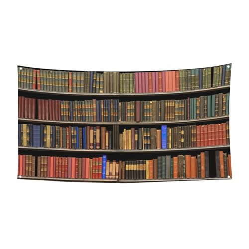 Bibliotheks-Bücherregal-Druck, 1 Stück, Banner für Halloween, Innen- und Außenbereich, hängende Dekoration, UV-beständig, mit Metalllöchern von WYCZHY