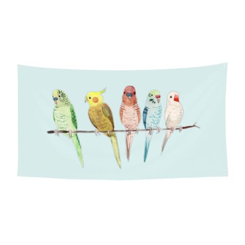 Bunte Papageien auf Baum, 1 Stück, Banner für Halloween, Innen- und Außenbereich, hängende Dekoration, UV-beständig, mit Metalllöchern Bunte Papageien auf Baum, 1 Stück, Banner für Halloween, Innen- und Außenbereich, hängende Dekoration, UV-beständig, mit Metalllöchern von WYCZHY