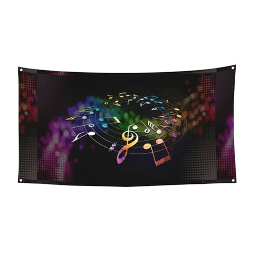 Buntes Musiknoten-Druck, 1 Stück, Banner für Halloween, Innen- und Außenbereich, hängende Dekoration, UV-beständig, mit Metalllöchern von WYCZHY