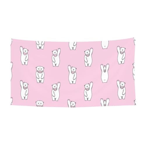 Eisbär-Banner mit rosa Druck, 1 Stück, für Halloween, Innen- und Außenbereich, hängende Dekoration, UV-beständig, mit Metalllöchern von WYCZHY