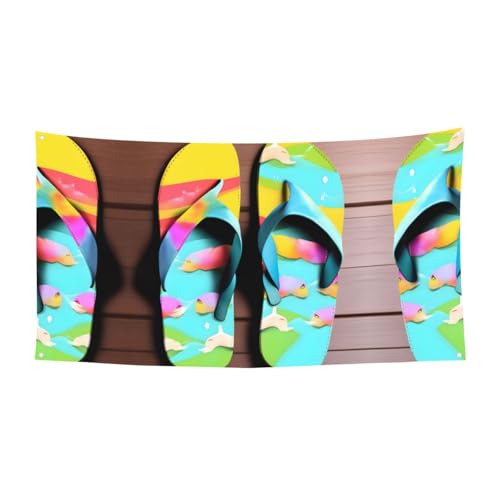 Flops Hausschuhe Kunst Sandalen Druck 1'Pack Banner Schild für Halloween, Indoor Outdoor Hängende Dekoration, UV-beständig mit Metalllöchern von WYCZHY