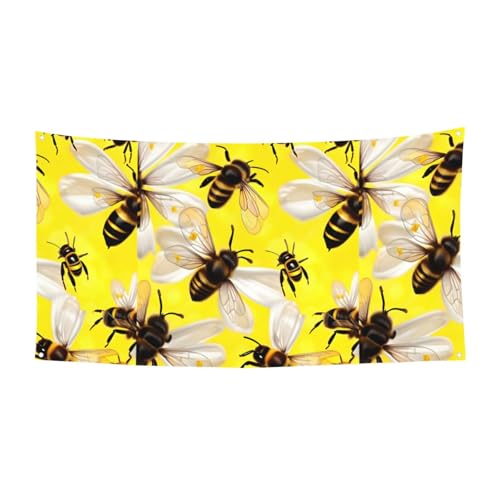 Flying Bees Gänseblümchen-Honig-Druck, 1 Stück, Banner für Halloween, Innen- und Außenbereich, hängende Dekoration, UV-beständig, mit Metalllöchern von WYCZHY