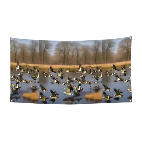 Flying Wild Ducks Printing 1'Pack Banner Schild für Halloween, Innen- und Außenbereich, hängende Dekoration, UV-beständig, mit Metalllöchern von WYCZHY