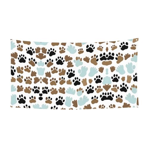 Hundeknochen Pfotenabdrücke Druck 1 Pack Banner Schild für Halloween, Innen- und Außenbereich, hängende Dekoration, UV-beständig, mit Metalllöchern Hundeknochen Pfotenabdrücke Druck 1 Pack Banner Schild für Halloween, Innen- und Außenbereich, hängende Dekoration, UV-beständig, mit Metalllöchern von WYCZHY