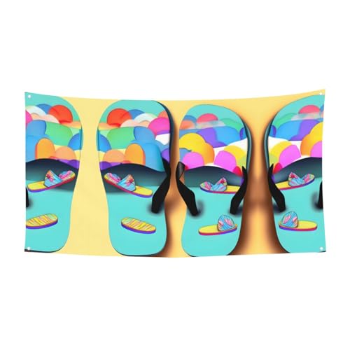 Lustige Flip-Flops Hausschuhe Kunst Sandalen Druck 1 Pack Banner Schild für Halloween, Indoor Outdoor Hängende Dekoration, UV-beständig mit Metalllöchern Lustige Flip-Flops Hausschuhe Kunst Sandalen Druck 1 Pack Banner Schild für Halloween, Indoor Outdoor Hängende Dekoration, UV-beständig mit Metalllöchern von WYCZHY