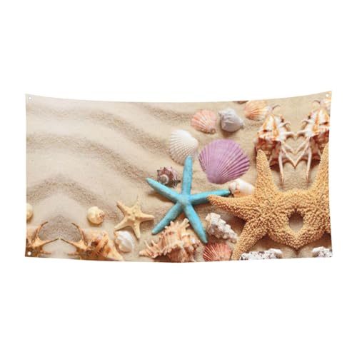 Muscheln Seestern Druck 1 Pack Banner Schild für Halloween, Innen- und Außenbereich, hängende Dekoration, UV-beständig, mit Metalllöchern Muscheln Seestern Druck 1 Pack Banner Schild für Halloween, Innen- und Außenbereich, hängende Dekoration, UV-beständig, mit Metalllöchern von WYCZHY
