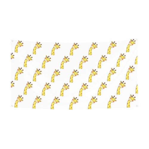 Niedliche Schleife, Giraffen-Druck, 1 Stück, Banner für Halloween, Innen- und Außenbereich, hängende Dekoration, UV-beständig, mit Metalllöchern von WYCZHY