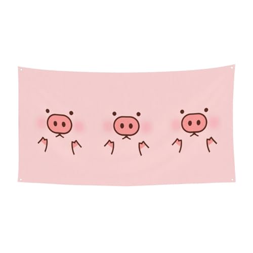 Niedliches Schweine-Druck, 1 Stück, Banner für Halloween, Innen- und Außenbereich, hängende Dekoration, UV-beständig, mit Metalllöchern von WYCZHY
