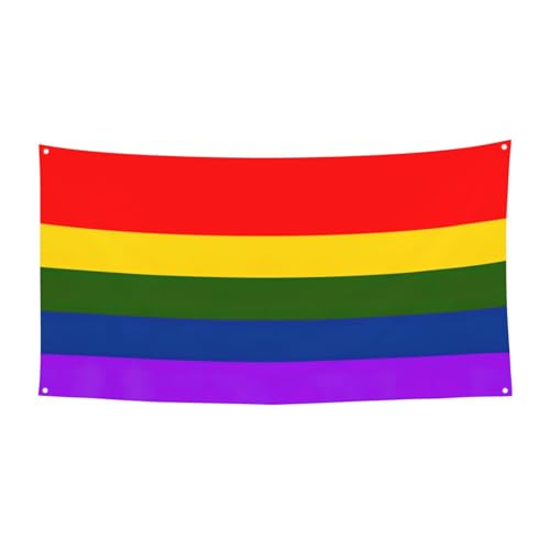 Regenbogen-Flaggen-Druck, 1 Stück, Banner für Halloween, Innen- und Außenbereich, hängende Dekoration, UV-beständig, mit Metalllöchern von WYCZHY