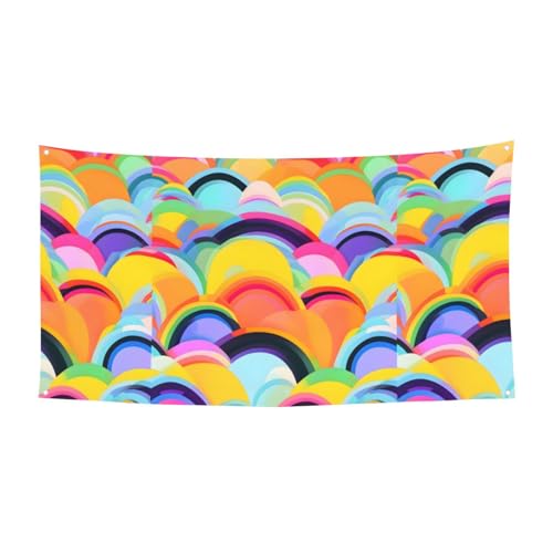 Regenbogenmuster-Druck, 1 Stück, Banner für Halloween, Innen- und Außenbereich, hängende Dekoration, UV-beständig, mit Metalllöchern von WYCZHY