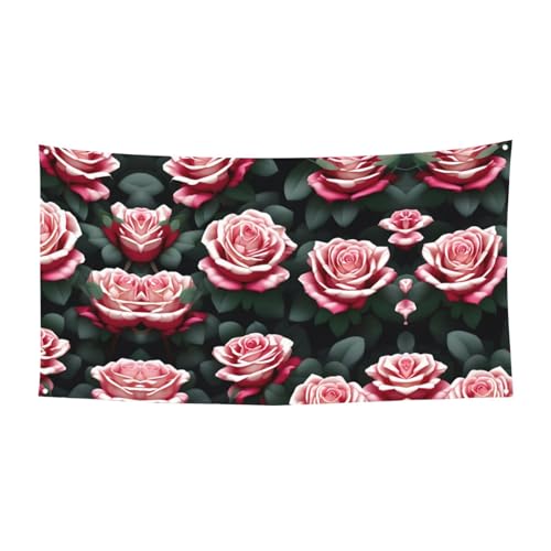 Rosenblüte vieler Fans, bedruckt, 1 Stück, Banner für Halloween, Innen- und Außenbereich, hängende Dekoration, UV-beständig, mit Metalllöchern von WYCZHY
