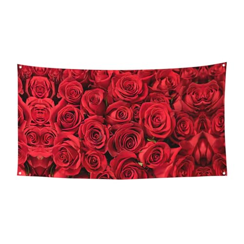 Rote Rose Druck 1 Pack Banner Schild für Halloween, Innen- und Außenbereich, hängende Dekoration, UV-beständig, mit Metalllöchern von WYCZHY