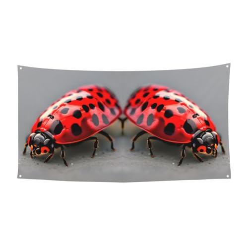 Roter Marienkäfer-Druck, 1 Stück, Banner für Halloween, Innen- und Außenbereich, hängende Dekoration, UV-beständig, mit Metalllöchern von WYCZHY