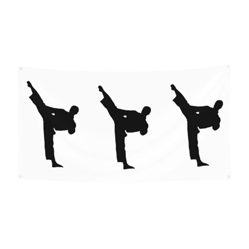 Taekwondo Kampfsport-Druck, 1 Stück, Banner für Halloween, Innen- und Außenbereich, hängende Dekoration, UV-beständig, mit Metalllöchern von WYCZHY