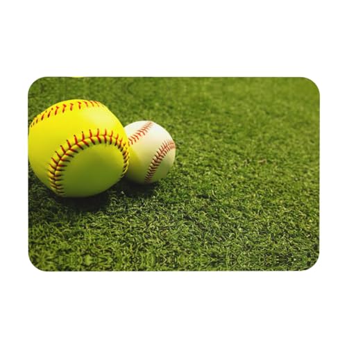 WYCZHY Badematte mit Baseball-Softball-Druck, Kieselgur, rutschfest, 60 x 40 cm, einfach zu verstauen, Badematten für Bad und Küche von WYCZHY