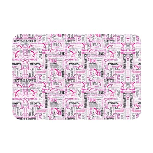 WYCZHY Gymnastik-Badematte mit rotem Druck, Kieselgur, rutschfest, 60 x 40 cm, einfach zu verstauen, Badematten für Bad und Küche von WYCZHY