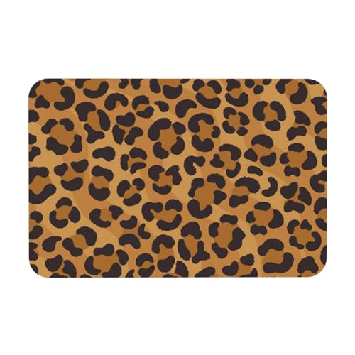 WYCZHY Kieselgur-Badematte mit gelbem Leopardenmuster, rutschfest, 60 x 40 cm, einfach zu verstauen, Badematten für Bad und Küche von WYCZHY