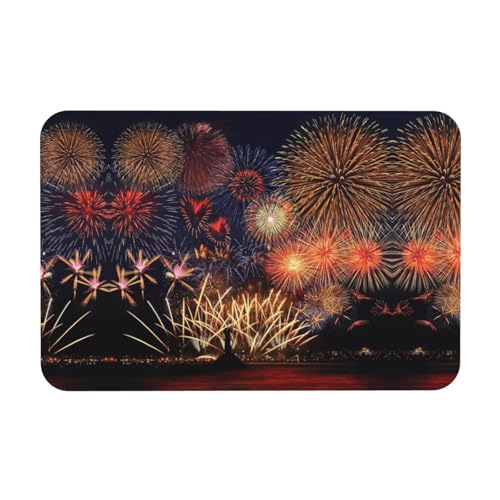 WYCZHY Kieselgur mit Feuerwerk-Druck, rutschfest, 60 x 40 cm, einfach zu verstauen, Badematten für Bad und Küche von WYCZHY