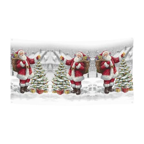 Weihnachtsmann-Schneesicht-Druck, 1 Stück, Banner für Halloween, Innen- und Außenbereich, hängende Dekoration, UV-beständig, mit Metalllöchern von WYCZHY